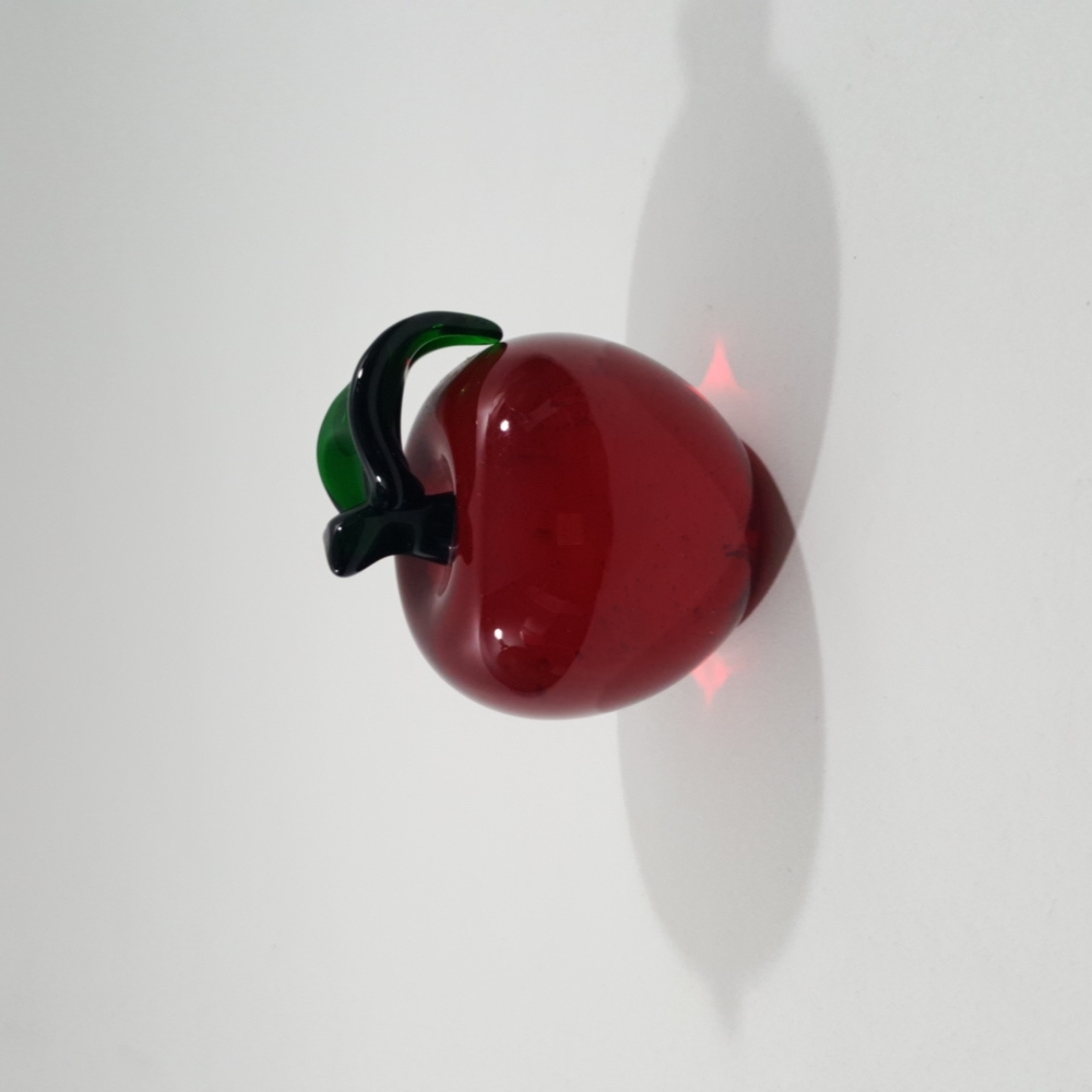 Vintage 3" Red Apple Desk Glass Weight Weighs 1lb.2oz.